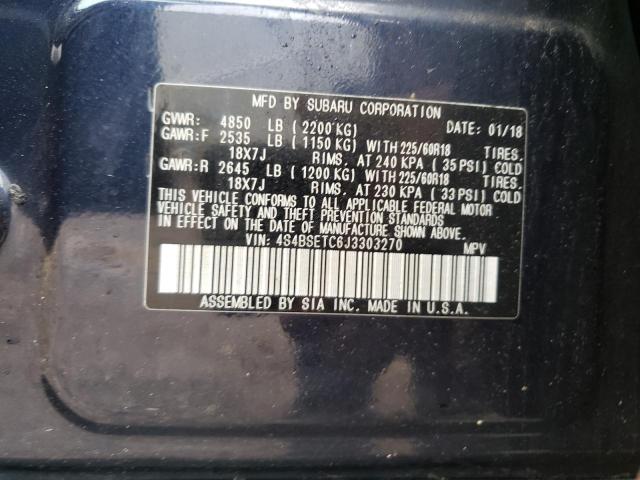 Photo 10 from auction – 2018 SUBARU OUTBACK TO with VIN 4S4BSETC6J3303270