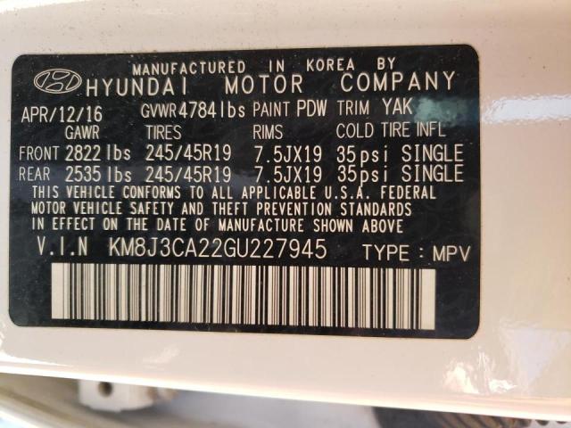 Photo 10 from auction – 2016 HYUNDAI TUCSON LIM with VIN KM8J3CA22GU227945