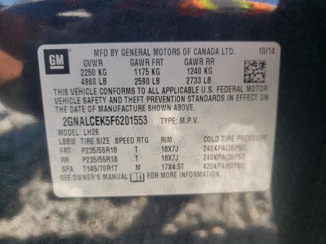 Photo 10 from auction – 2015 CHEVROLET EQUINOX LT with VIN 2GNALCEK5F6201553