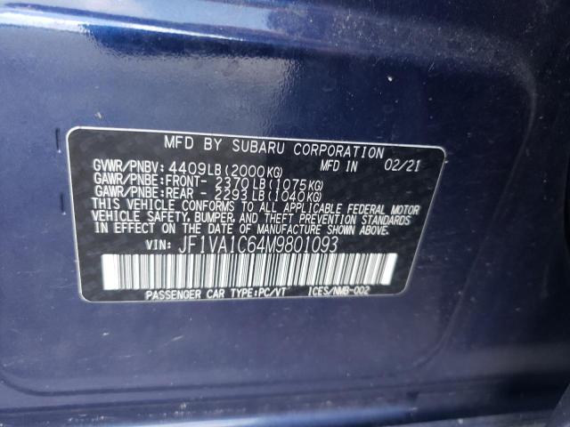 Photo 10 from auction – 2021 SUBARU WRX PREMIU with VIN JF1VA1C64M9801093