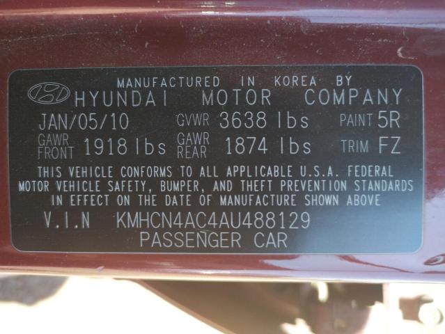 Photo 10 from auction – 2010 HYUNDAI ACCENT GLS with VIN KMHCN4AC4AU488129