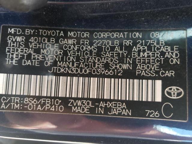 Photo 10 from auction – 2015 TOYOTA PRIUS with VIN JTDKN3DU0F0396612