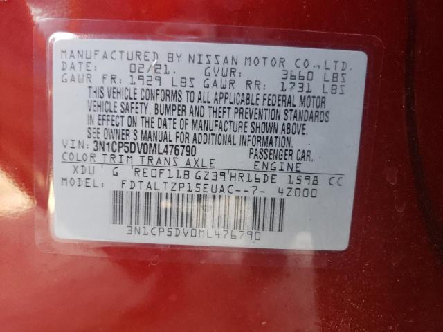 Photo 10 from auction – 2021 NISSAN KICKS SR with VIN 3N1CP5DV0ML476790