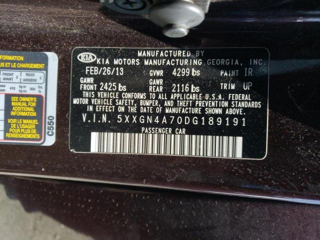Photo 10 from auction – 2013 KIA OPTIMA EX with VIN 5XXGN4A70DG189191