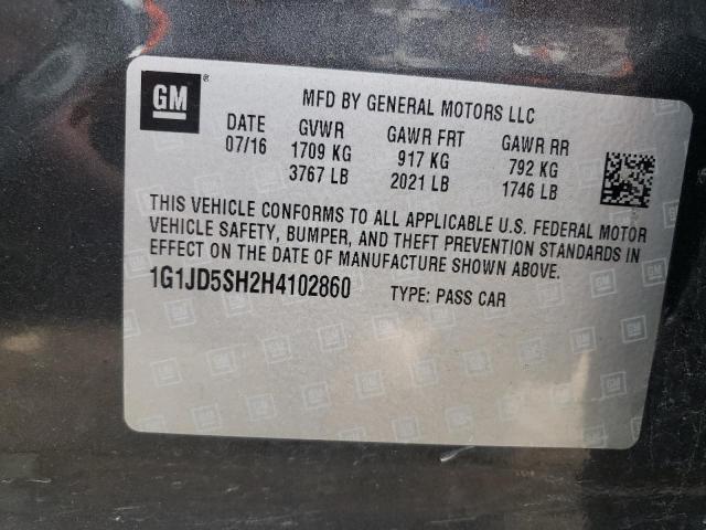Photo 10 from auction – 2017 CHEVROLET SONIC LT with VIN 1G1JD5SH2H4102860