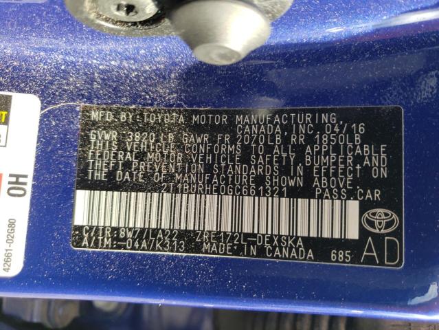 Photo 10 from auction – 2016 TOYOTA COROLLA L with VIN 2T1BURHE0GC661321