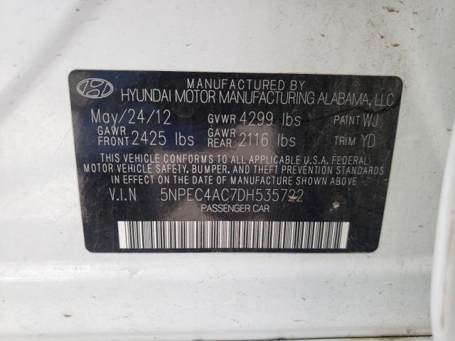 Photo 10 from auction – 2013 HYUNDAI SONATA SE with VIN 5NPEC4AC7DH535722