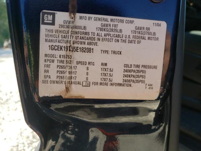 Photo 10 from auction – 2005 CHEVROLET SILVERADO with VIN 1GCEK19T55E182081