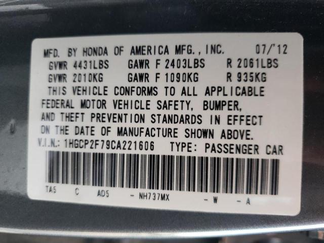 Photo 10 from auction – 2012 HONDA ACCORD EX with VIN 1HGCP2F79CA221606