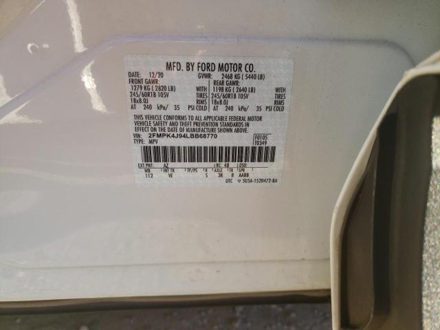 Photo 10 from auction – 2020 FORD EDGE SEL with VIN 2FMPK4J94LBB68770