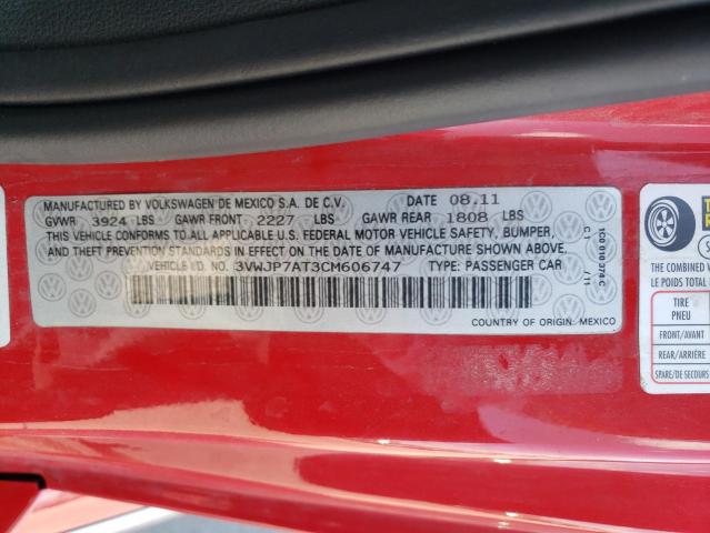 Photo 10 from auction – 2012 VOLKSWAGEN BEETLE with VIN 3VWJP7AT3CM606747