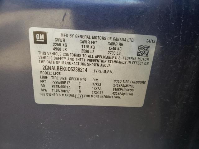 Photo 10 from auction – 2013 CHEVROLET EQUINOX LS with VIN 2GNALBEK0D6338214