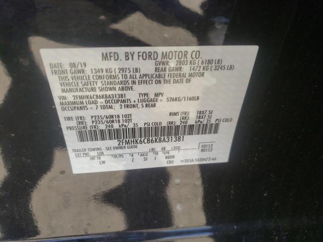 Photo 10 from auction – 2019 FORD FLEX SEL with VIN 2FMHK6C86KBA31381