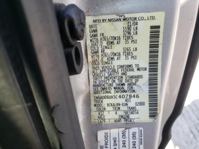 Photo 10 from auction – 2005 NISSAN FRONTIER K with VIN 1N6AD06UX5C407846