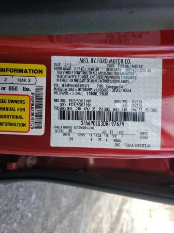 Photo 10 from auction – 2013 FORD FUSION SE with VIN 3FA6P0LU3DR197679