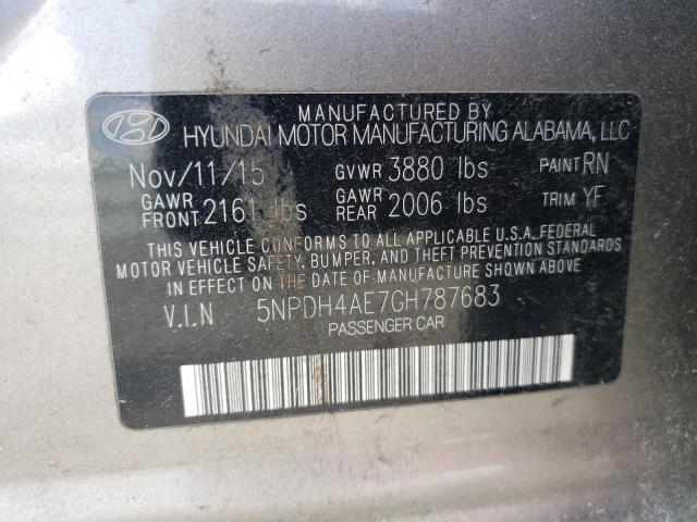 Photo 10 from auction – 2016 HYUNDAI ELANTRA SE with VIN 5NPDH4AE7GH787683