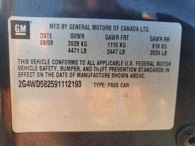 Photo 10 from auction – 2009 BUICK LACROSSE C with VIN 2G4WD582591112193