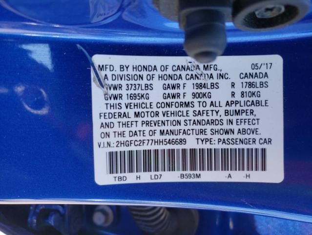 Photo 10 from auction – 2017 HONDA CIVIC EX with VIN 2HGFC2F77HH546689