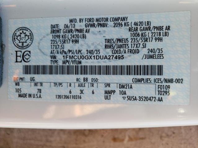 Photo 10 from auction – 2013 FORD ESCAPE SE with VIN 1FMCU0GX1DUA27495
