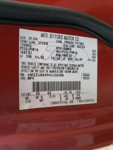 Photo 10 from auction – 2004 MERCURY MOUNTAINEE with VIN 4M2ZU86K94UJ26286