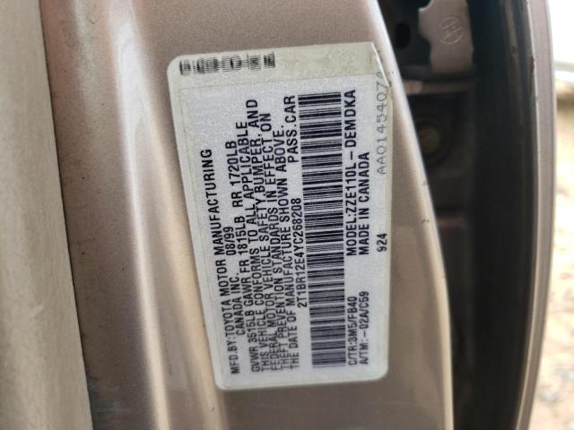 Photo 10 from auction – 2000 TOYOTA COROLLA VE with VIN 2T1BR12E4YC268208