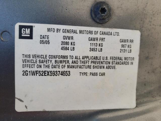Photo 10 from auction – 2005 CHEVROLET IMPALA with VIN 2G1WF52EX59374653