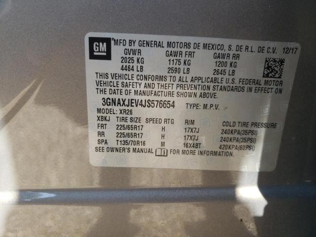Photo 10 from auction – 2018 CHEVROLET EQUINOX LT with VIN 3GNAXJEV4JS576654