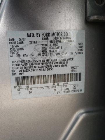 Photo 10 from auction – 2007 FORD EDGE SEL P with VIN 2FMDK39C67BB18830