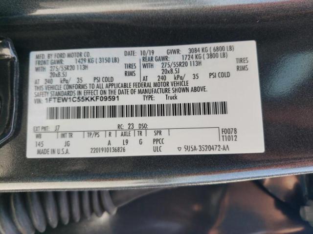 Photo 10 from auction – 2019 FORD F150 SUPER with VIN 1FTEW1C55KKF09591