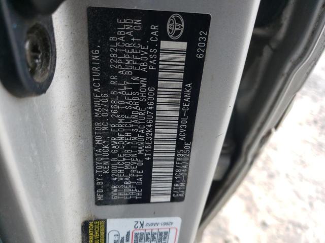 Photo 10 from auction – 2006 TOYOTA CAMRY LE with VIN 4T1BE32K46U746006