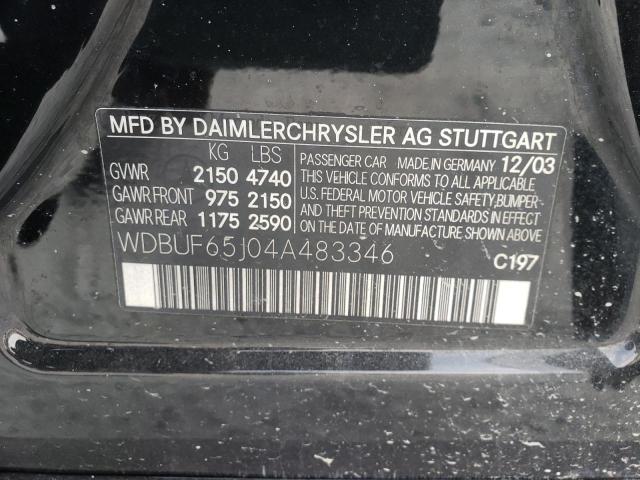 Photo 10 from auction – 2004 MERCEDES-BENZ E 320 with VIN WDBUF65J04A483346