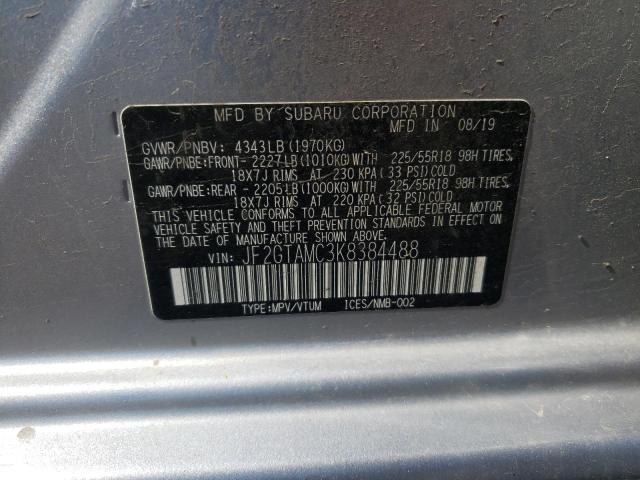 Photo 10 from auction – 2019 SUBARU CROSSTREK with VIN JF2GTAMC3K8384488