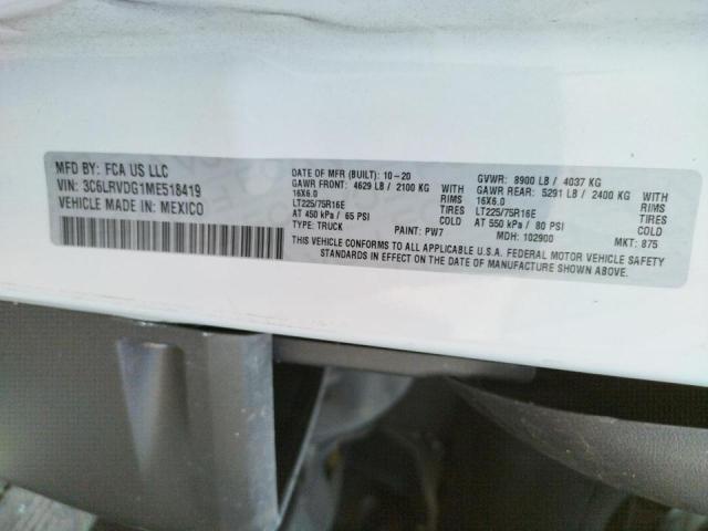 Photo 10 from auction – 2021 RAM PROMASTER with VIN 3C6LRVDG1ME518419