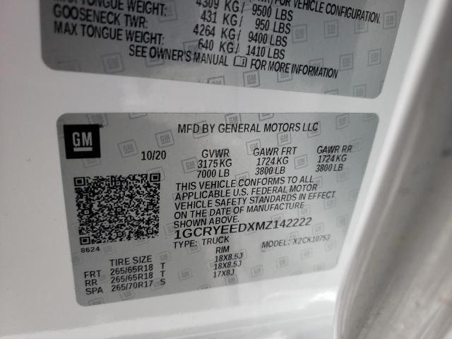 Photo 10 from auction – 2021 CHEVROLET SILVERADO with VIN 1GCRYEEDXMZ142222