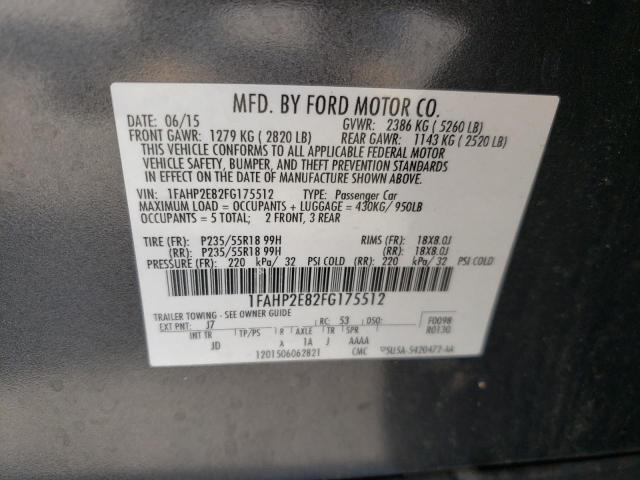 Photo 10 from auction – 2015 FORD TAURUS SEL with VIN 1FAHP2E82FG175512
