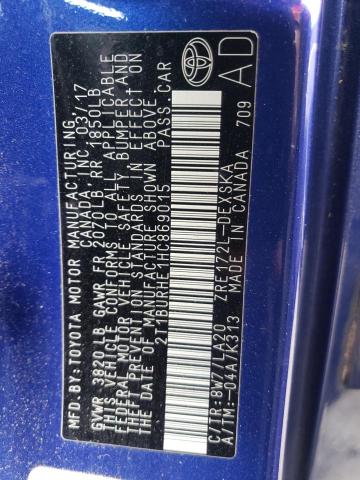 Photo 10 from auction – 2017 TOYOTA COROLLA with VIN 2T1BURHE1HC869015