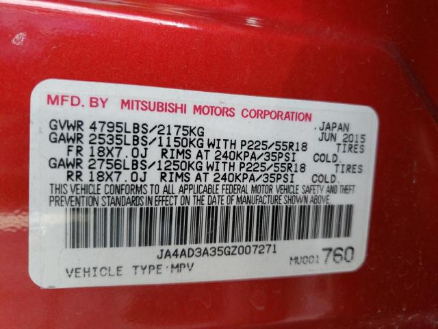 Photo 10 from auction – 2016 MITSUBISHI OUTLANDER with VIN JA4AD3A35GZ007271