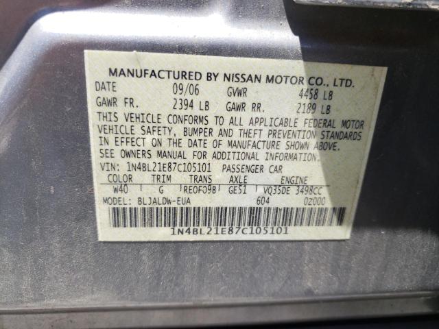 Photo 10 from auction – 2007 NISSAN ALTIMA 3.5 with VIN 1N4BL21E87C105101