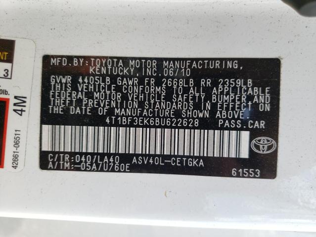 Photo 10 from auction – 2011 TOYOTA CAMRY BASE with VIN 4T1BF3EK6BU622628