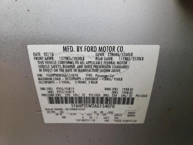 Photo 10 from auction – 2010 FORD TAURUS SEL with VIN 1FAHP2EW2AG154070