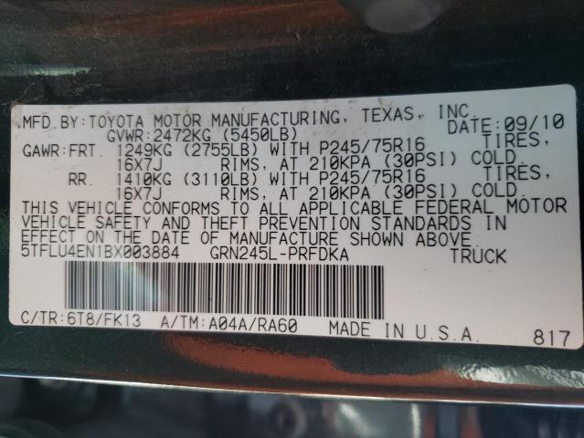 Photo 10 from auction – 2011 TOYOTA TACOMA DOU with VIN 5TFLU4EN1BX003884