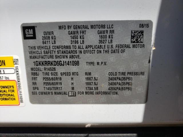 Photo 10 from auction – 2016 GMC ACADIA SLT with VIN 1GKKRRKD6GJ141098