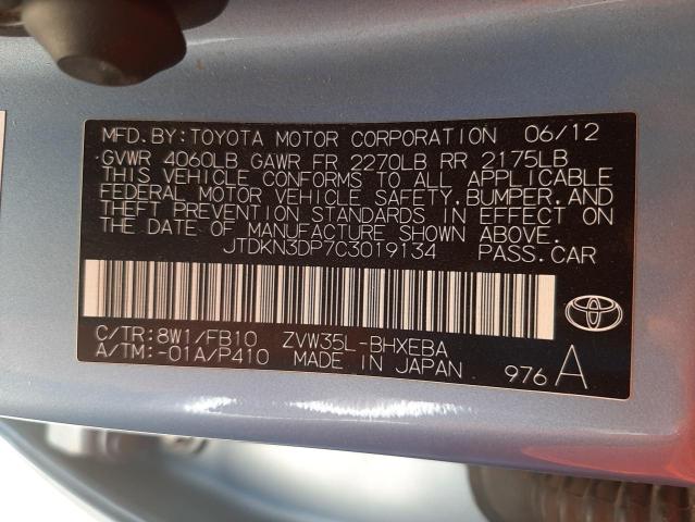 Photo 10 from auction – 2012 TOYOTA PRIUS PLUG with VIN JTDKN3DP7C3019134