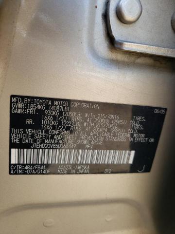 Photo 10 from auction – 2005 TOYOTA RAV4 with VIN JTEHD20V850068449