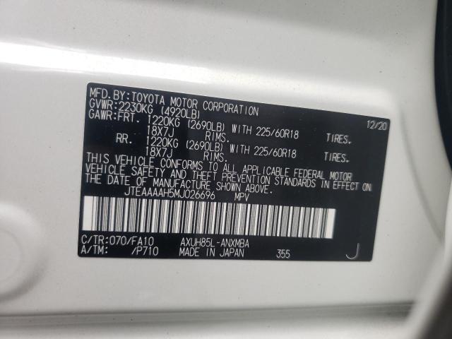 Photo 10 from auction – 2021 TOYOTA VENZA LE with VIN JTEAAAAH5MJ026696