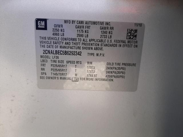 Photo 10 from auction – 2011 CHEVROLET EQUINOX LS with VIN 2CNALBEC5B6292342