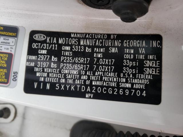 Photo 10 from auction – 2012 KIA SORENTO BA with VIN 5XYKTDA20CG269704