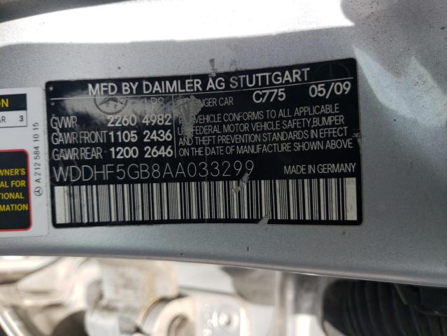 Photo 10 from auction – 2010 MERCEDES-BENZ E 350 with VIN WDDHF5GB8AA033299