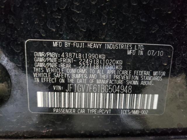 Photo 10 from auction – 2011 SUBARU IMPREZA WR with VIN JF1GV7F61BG504948