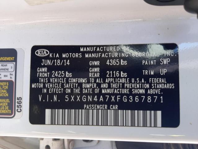Photo 10 from auction – 2015 KIA OPTIMA EX with VIN 5XXGN4A7XFG367871